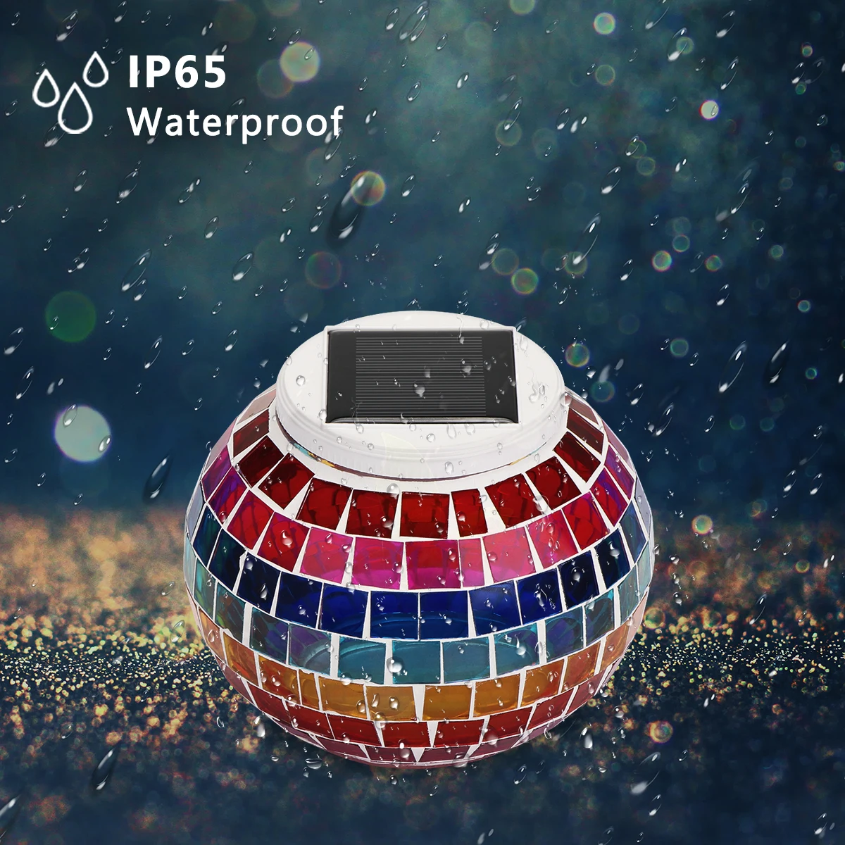 Мозаичный стеклянный шар садовый светильник меняющий цвет светодиодный