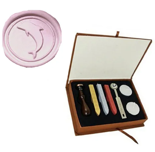 Vintage Lovely Dolphin Picture Logo Wedding Invitation Wax Seal Sealing Stamp Sticks Spoon Gift Box Set Kit | Канцтовары для офиса