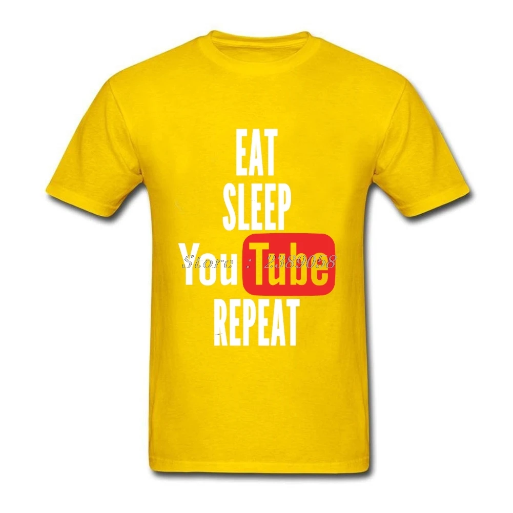 Модная брендовая футболка для мужчин с коротким рукавом надписью Eat Sleep Youtube Repeat