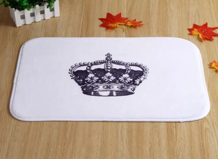 Коврики для ванной с белой короной 40*60 см Противоскользящие коврики коралловый