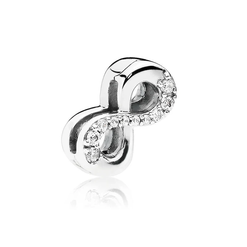 Sparkling infinity Аутентичные блики ослепительный зажим талисманы Круглый Кристалл Корона сердце бусины подходят Pandora DIY для женщин - Цвет: Sparkling infinity