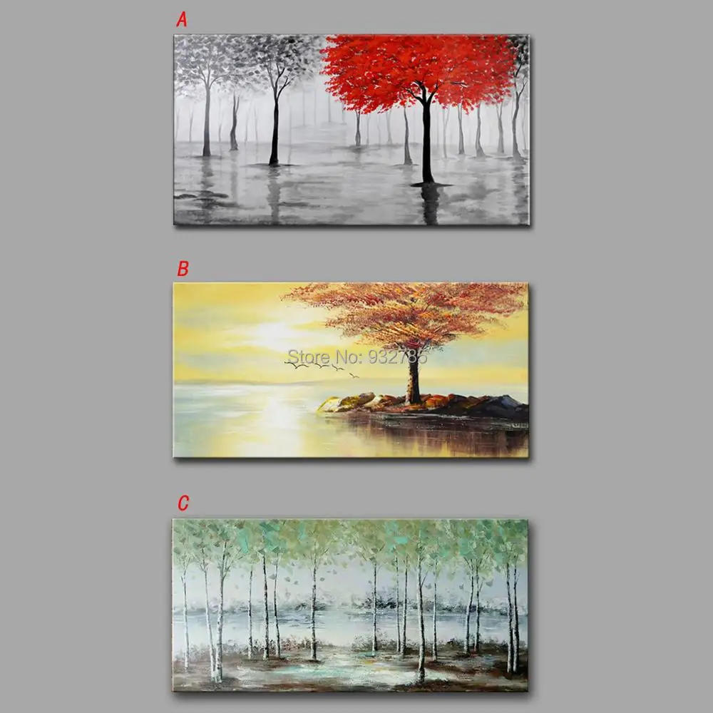 Modern Abstract Hand Painted Tree of Life Oil Painting Canvas Art Large Fabric Wall Mural Decoration for Bedroom(No frame ) | Дом и сад