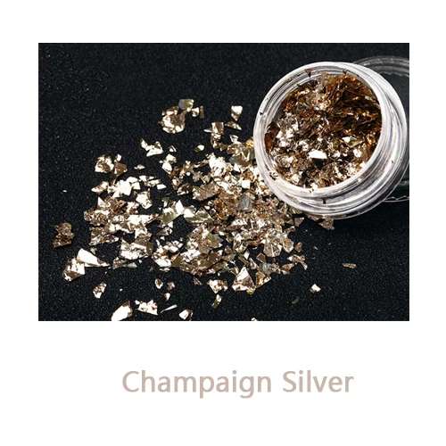 champagne silver 3D художественные талисманы для ногтей, золото, серебро, фольга для маникюра, переводная лазерная наклейка, украшение для ногтей, сделай сам, принадлежности для ногтей для профессионалов - Цвет: champagne silver