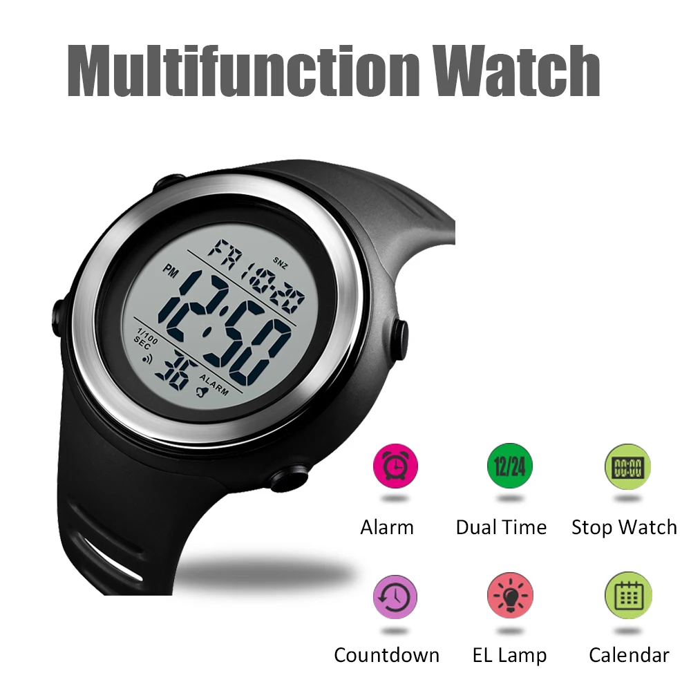 Black White Watches 50 м водонепроницаемые уличные спортивные часы, военные армейские мужские цифровые наручные часы с подсветкой, двойной будильник, часы elogio Masculino - Цвет: Black White Watches