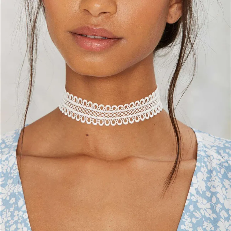 Черное кружево колье ожерелья Для женщин моды в стиле готик-панк ручной работы