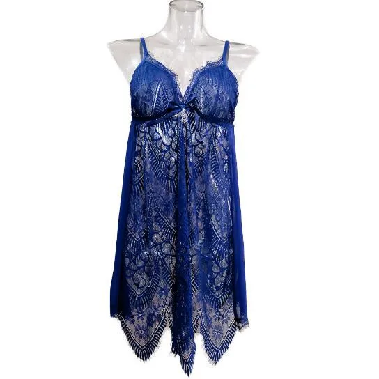 

Fdfklak Two pieces sleepwear dress summer nightgowns women sexy lace lingerie nightshirt ladies nightwear hollow out night gown