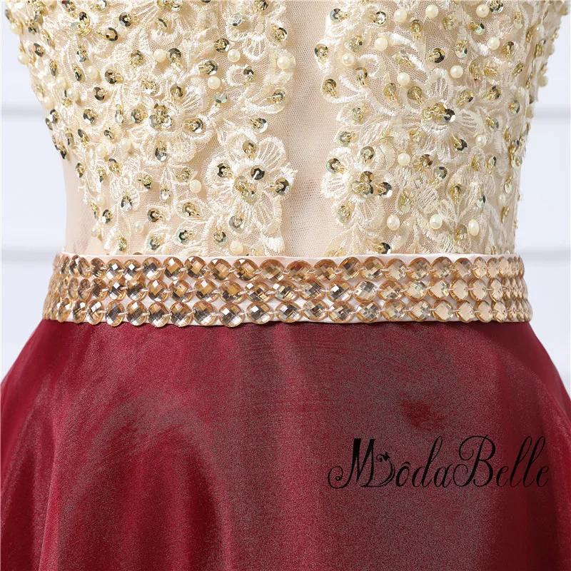 Modabelle 2017 длинное винно красное вечернее платье с золотыми бусинами Longue Soiree