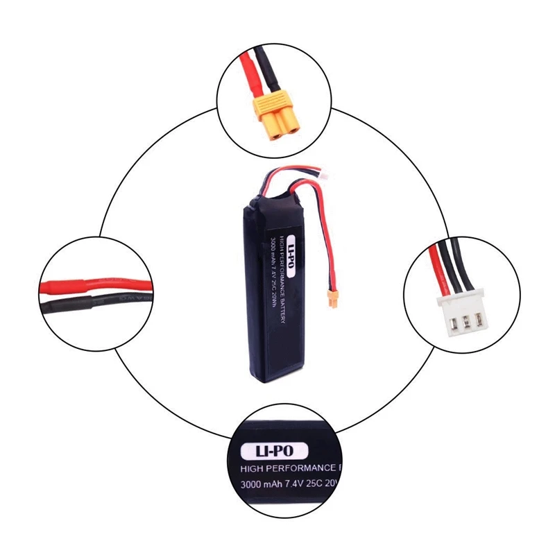 Cncool 1PC 7.4V 3000mAh upgrade Battery for mjx B3 Bugs 3 Force1 F100 Contixo F17 RC quadcopter drone spare parts Parts | Электроника