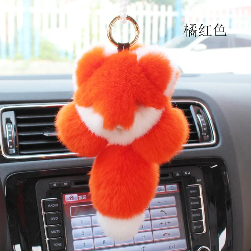 Real Genuine Rex rabbit Fur pompom fox Keychain women Bag Car Charm Animal Pendant Cute Mini Small pompon Keychains | Украшения и