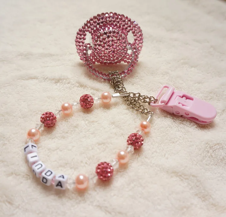 

MIYOCAR Hot New pink Princess hand made bling crystal rhinestone Baby Pacifier dummy unique design