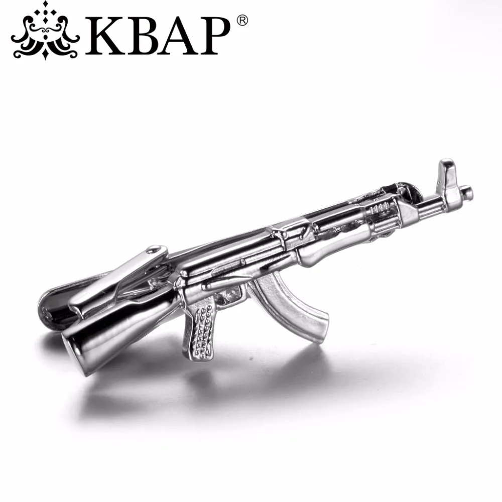 Классный AK 47 дизайн мужской s Забавный Галстук Зажим Серебряный металлический