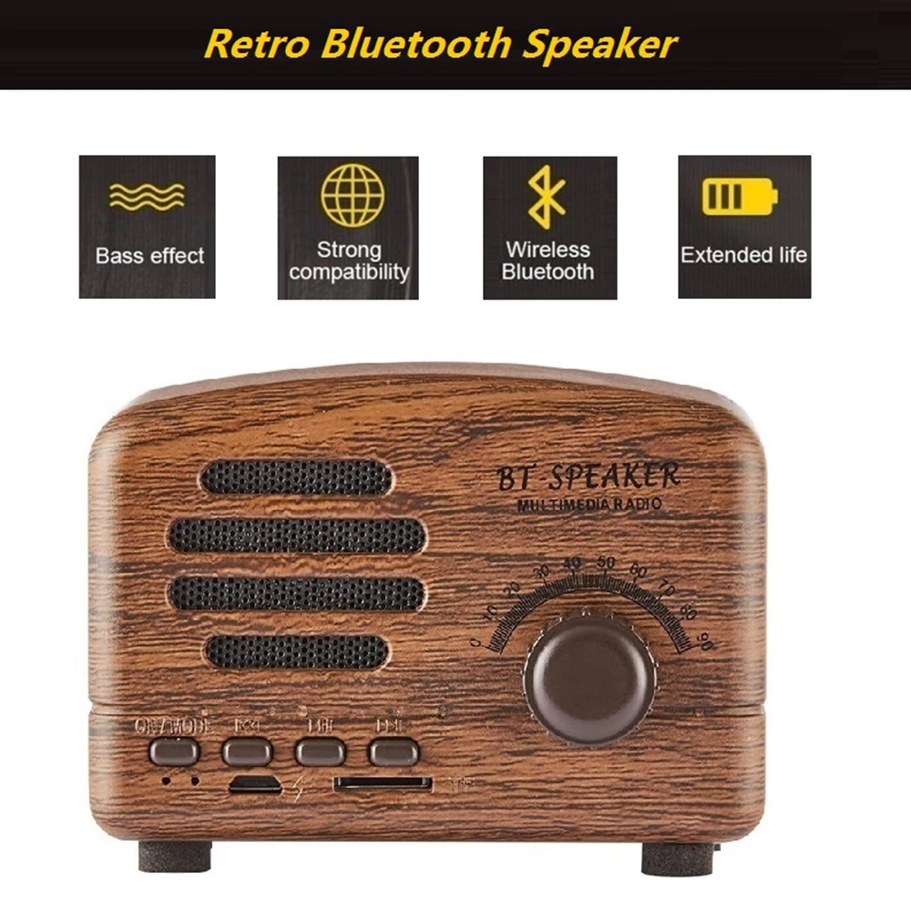 Nasin BT01 ретро портативный мини Bluetooth динамик беспроводной динамик s 5 Вт супер бас Музыка громкий динамик s Поддержка TF карта fm-радио