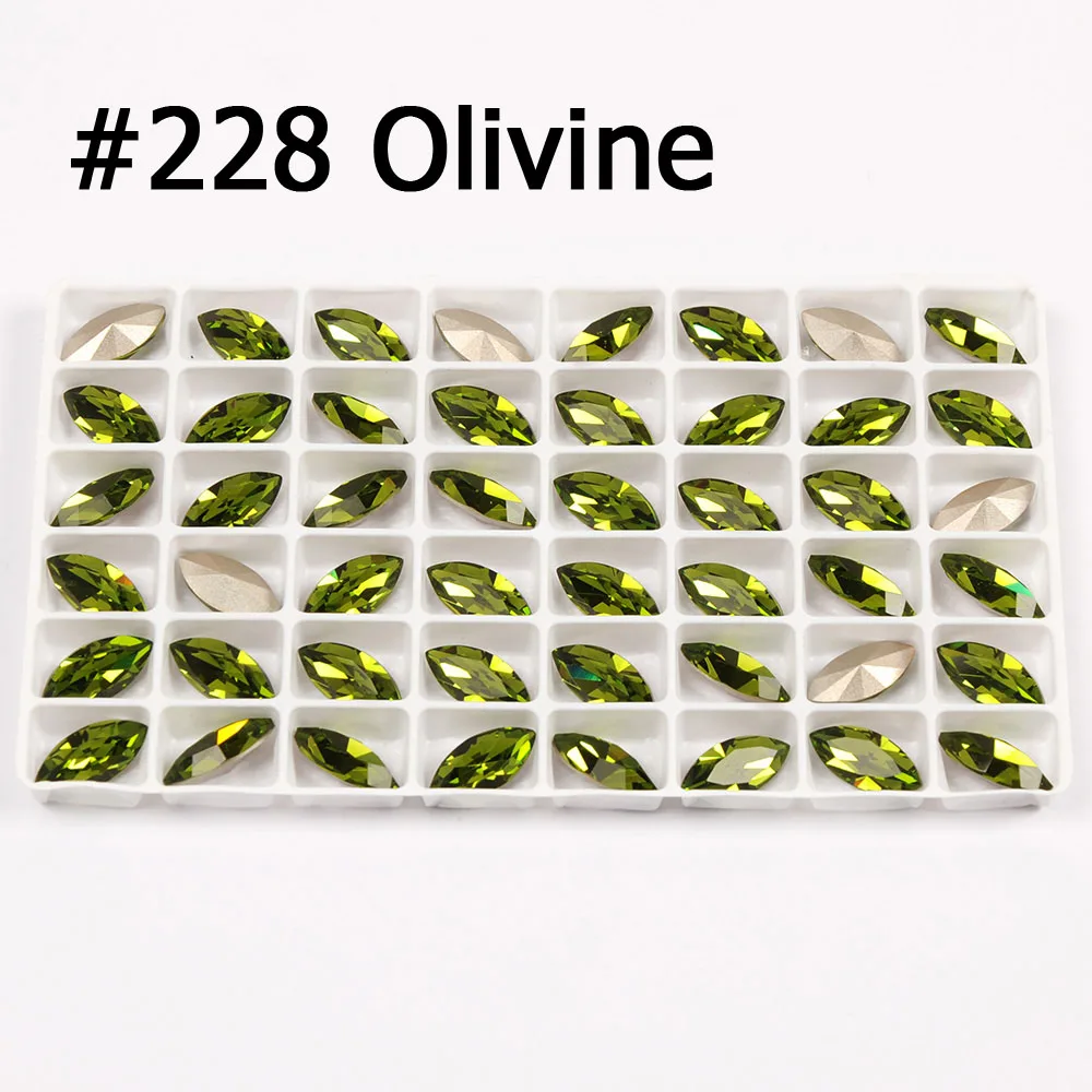 Olivine Navette Стразы 14 цветов серебро золото установка K9 стекло Кристалл пришить горный хрусталь свадебное платье обувь сумки ювелирные изделия Diy отделка - Цвет: Olivine