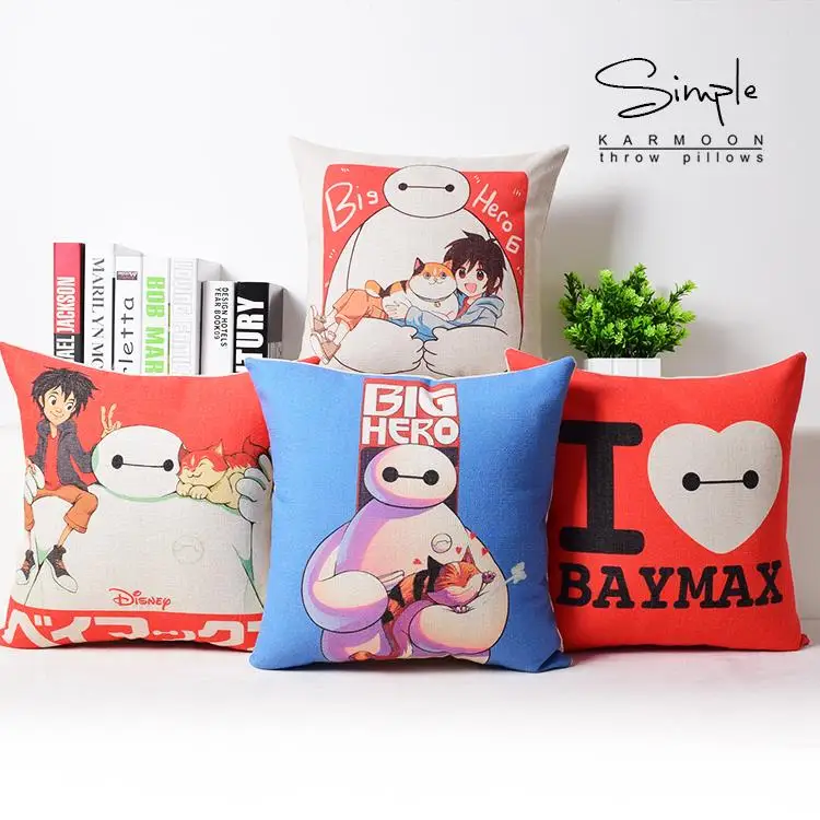 Подушка Big Hero Baymax американская аниме мультяшная льняная наволочка декоративные
