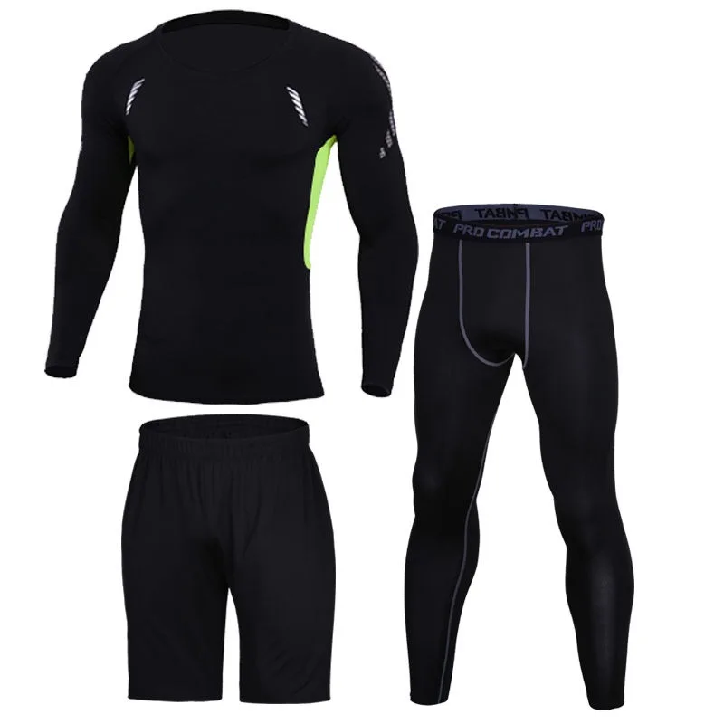 10 Quick Dry Sports Suit Men's Running Sets Gym Fitness Clothing Compression Basketball Tights Tracksuit Jogging Running Sportswear - Цвет: 10
