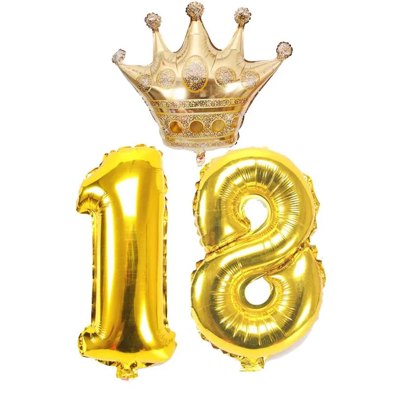 number 18 Вечерние воздушные шары на день рождения для детей 10, 16, 18, 20, 30, 40, 50, 60, 70, 80 лет, комплект украшений на юбилей - Цвет: number 18