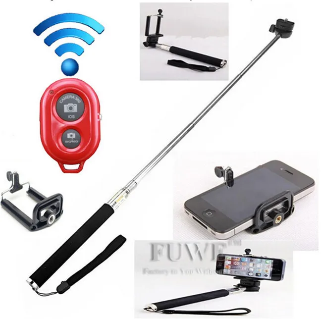 Bluetooth Wireless Remote Control Camera Shutter Release Monopod Tripod Self Timer for IOS Android mobile Tablet Free Shipping |