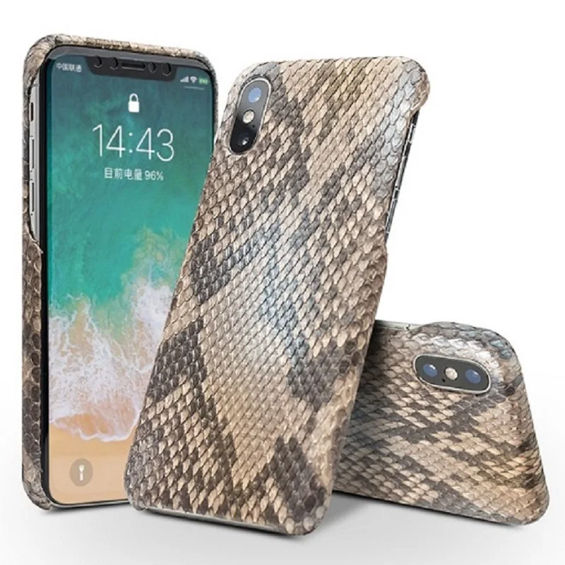 Роскошный чехол QIALINO из натуральной кожи питона на заказ для iPhone X Ультратонкий