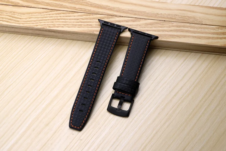 Роскошный ремешок для Apple watch 44 мм 40 мм iWatch 42 мм 38 мм углеродное волокно+ кожаный ремешок для часов Браслет Apple watch 4 3 2 1