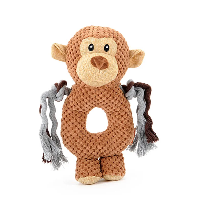 Симпатичные флис с принтом собака пищалка писклявым звуки игрушка маленький