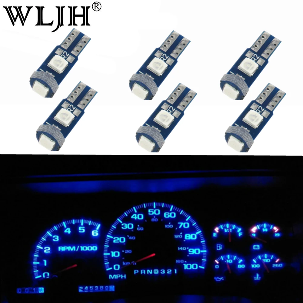 Синий WLJH 6x12 V Canbus T5 светодиодный светильник 3030 чип миниатюрный 74 73 2721 лампа приборной панели автомобиля Световые индикаторы лампы для Jeep - Испускаемый цвет: Синий