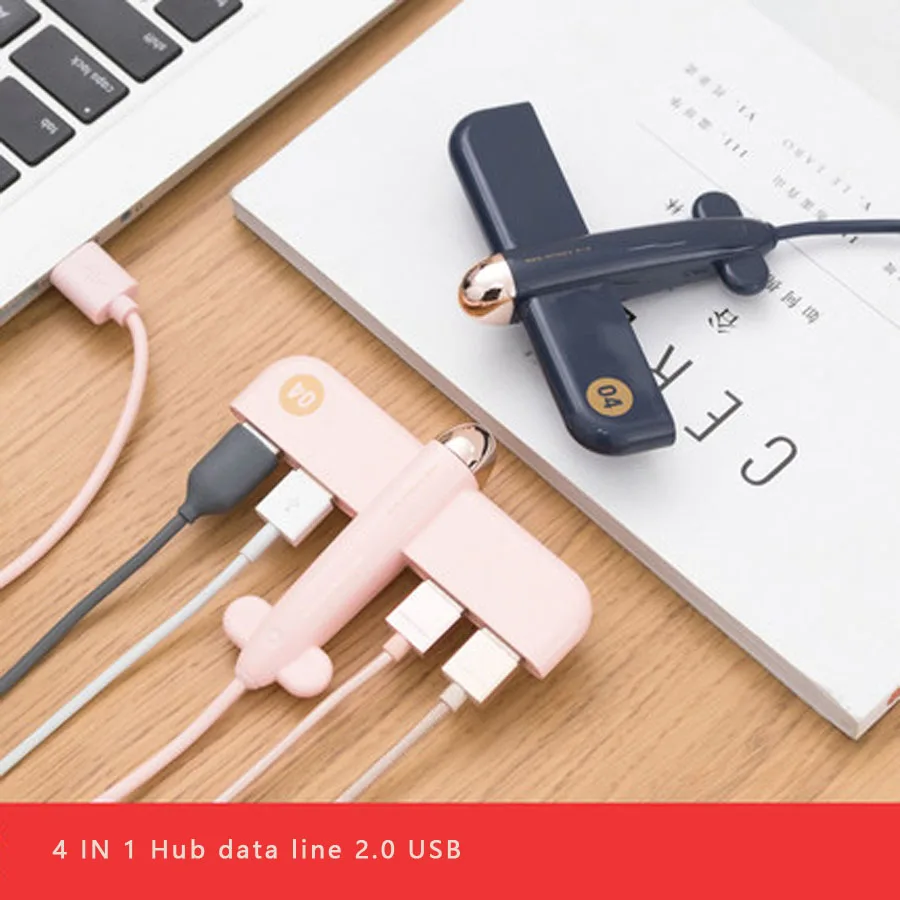 

Creative Small Aircraft USB High Speed Hub 2.0 Data Line Splitter one for four Multi-function Expansion Expander Notebook