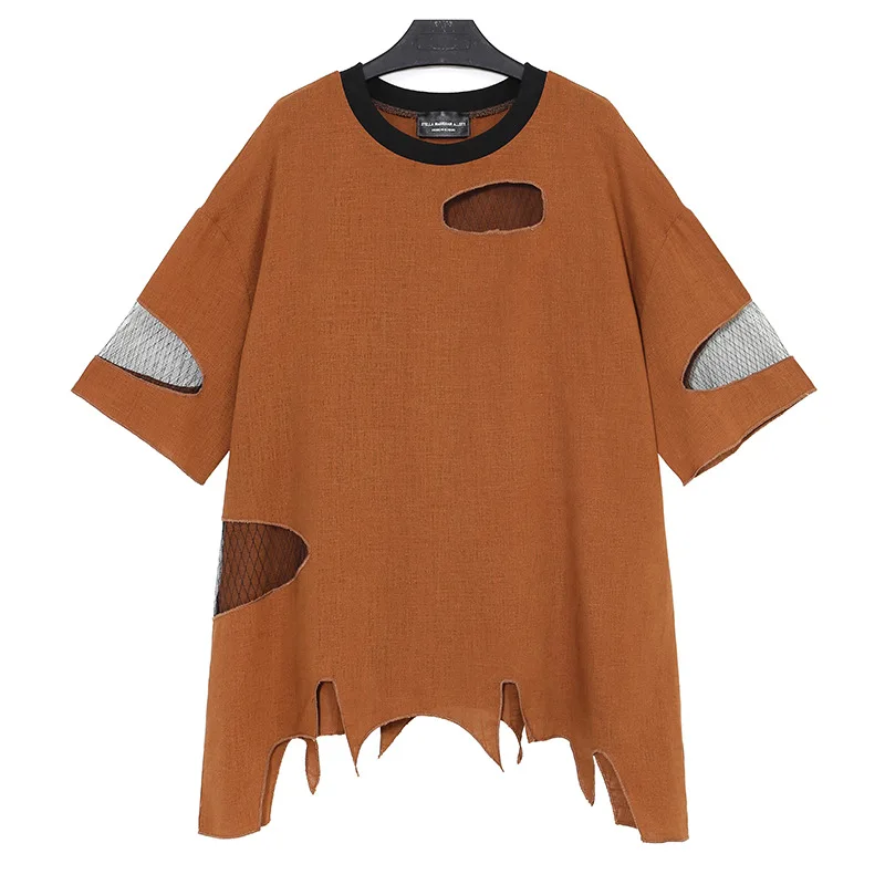 Новинка 2017 года поступление выдалбливают Марля Лоскутная Свободные футболки