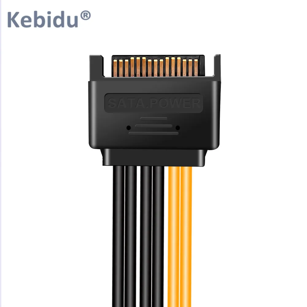Kebidu 15pin 20 см PCIe PCI e SATA мощность до 6pin Экспресс адаптер кабель для