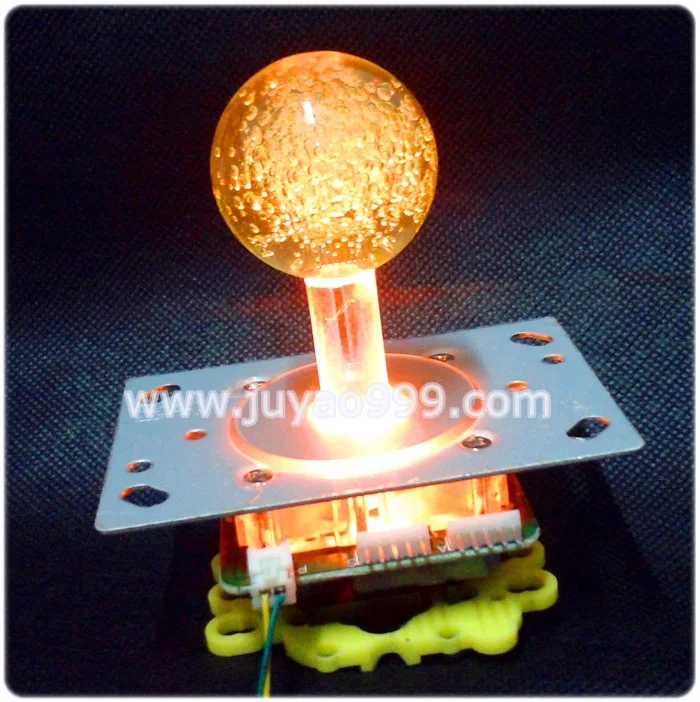 

yellow lighted Illuminated joystick with yellow crystal bobble top ball and microswitch with 5 pin wire