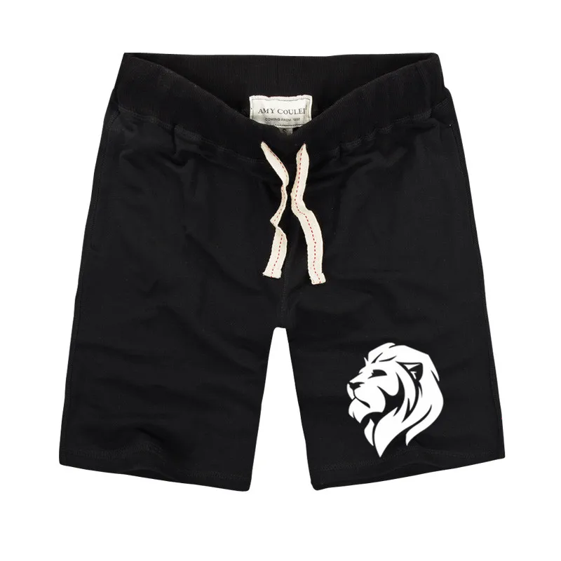 Шорты мужские с принтом льва Брендовые повседневные приталенные из чистого