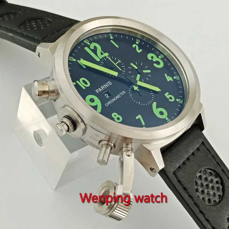 50 мм наручные часы с большим циферблатом левой руки es relojes de pulsera Parnis хронограф 0S10