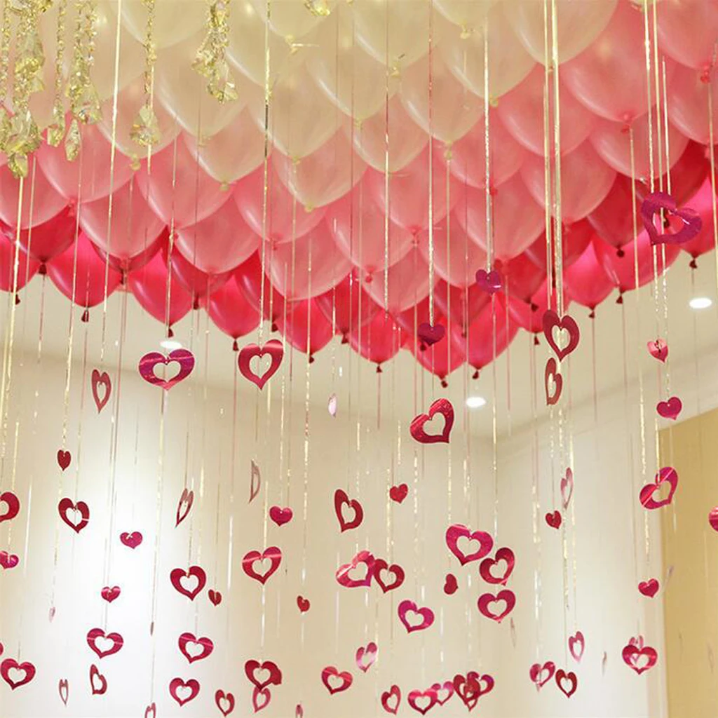 100 блестящие пластиковые сердца и занавеска с блестками висячий воздушный шар