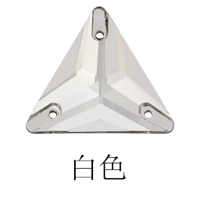 White /Crystal AB T-riangle shape Glass Crystal sew on rhinestones with TWO holes Diy wedding dress accessories Free shipping | Дом и сад