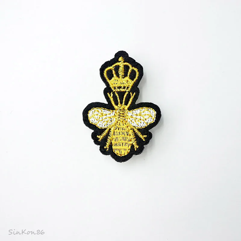 8 шт./лот оригинальные значки CROWN BEE для рукоделия вышитая нашивка аппликация