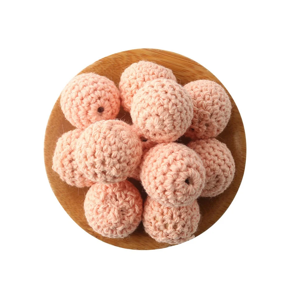 Peachy Crochet Beads 20 мм, 5 шт., деревянные бусины для вязания крючком, жевательные бусины, сделай сам, Прорезывание Зубов, ожерелье для соски, цепочки, аксессуары, деревянные прорезыватели, детские товары, игрушки - Цвет: Peachy Crochet Beads