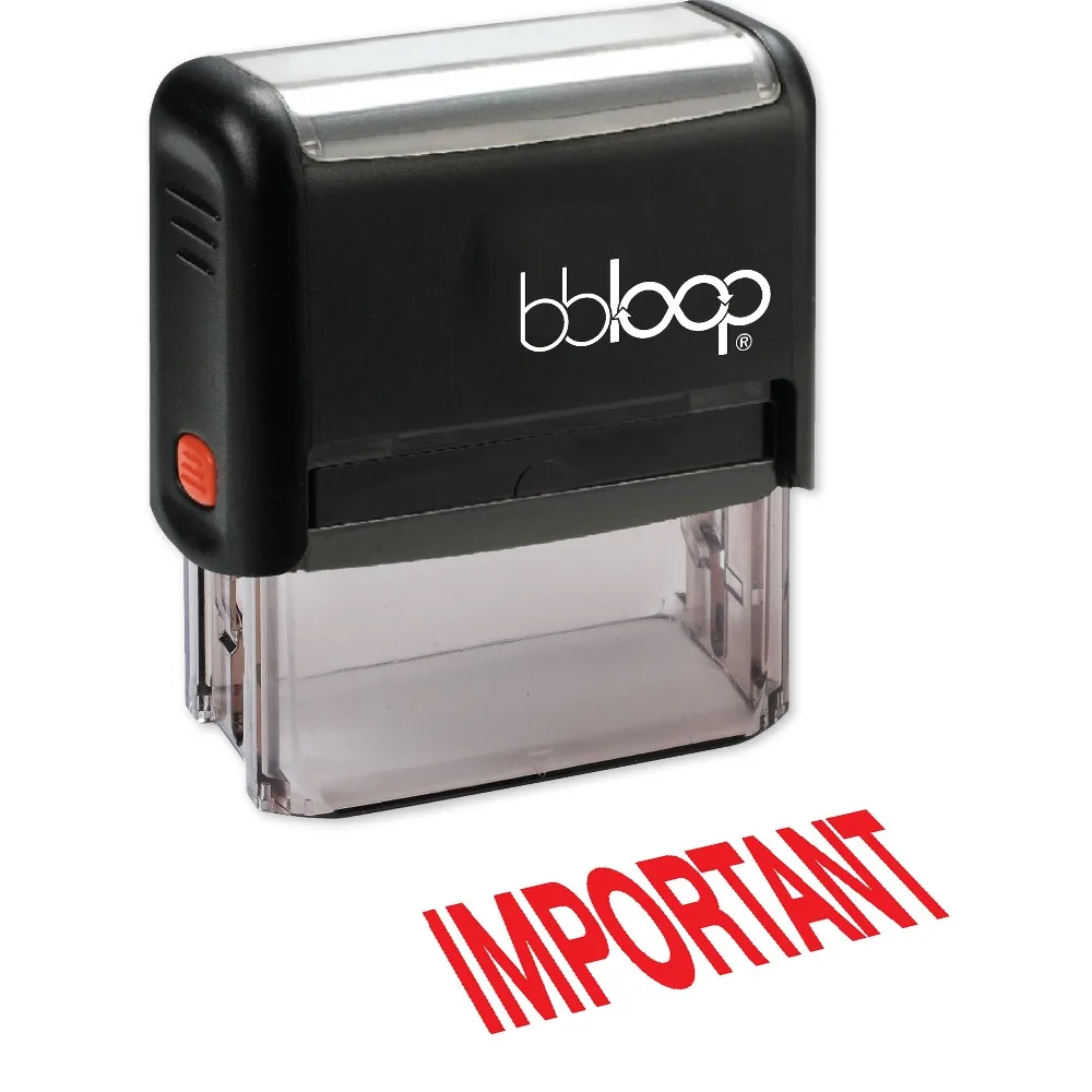 

BBloop "IMPORTANT" Self-Inking Stamp, Rectangular, Laser Engraved, RED