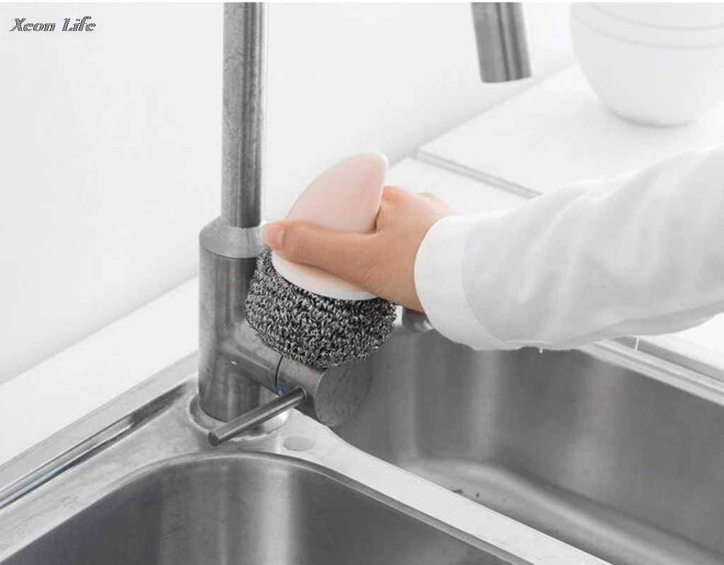 Акула ручка из нержавеющей стали проволочный шар кухонный Очиститель Щетка