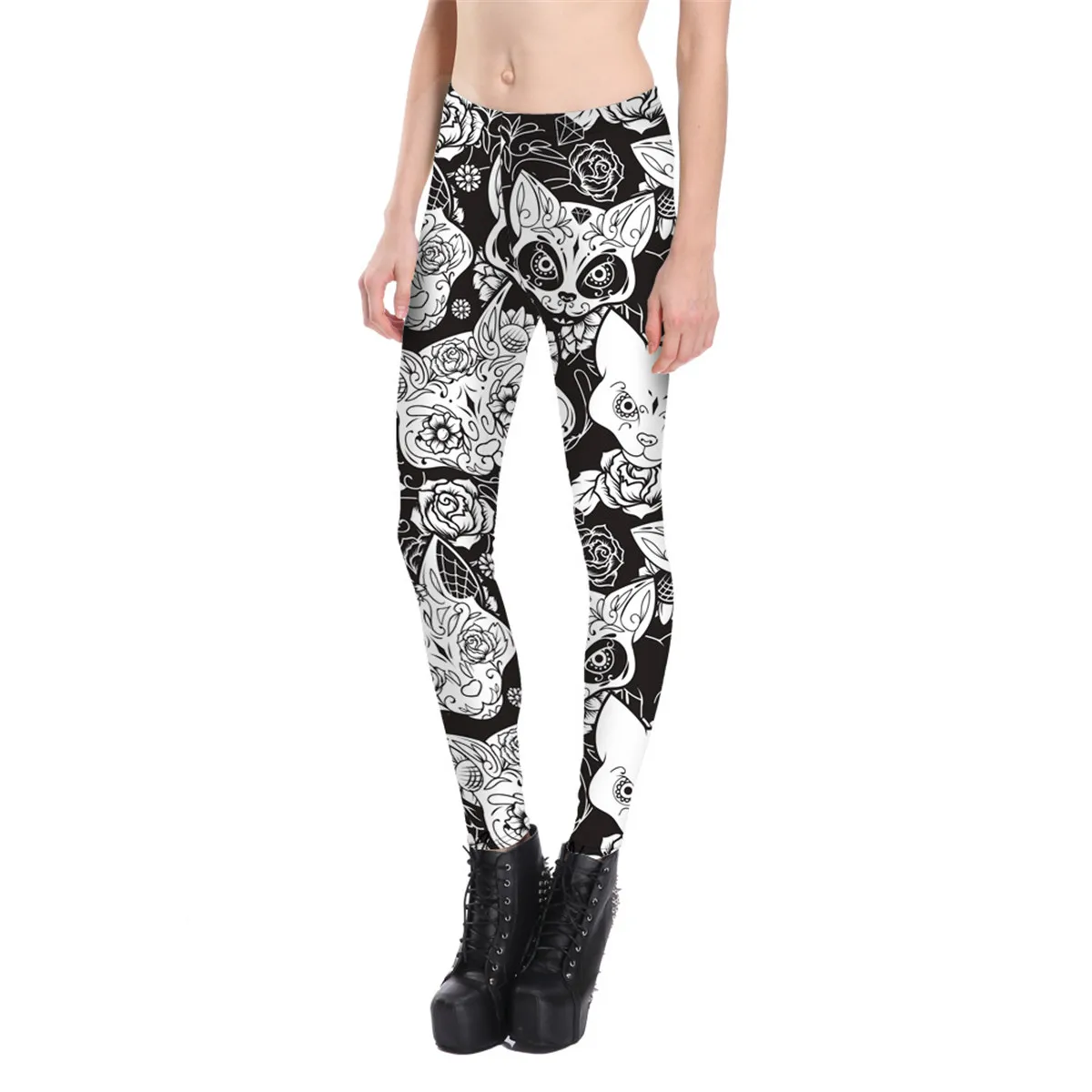 Женские леггинсы с рисунком кошек и котят синие белые скинни|white leggings|fashion