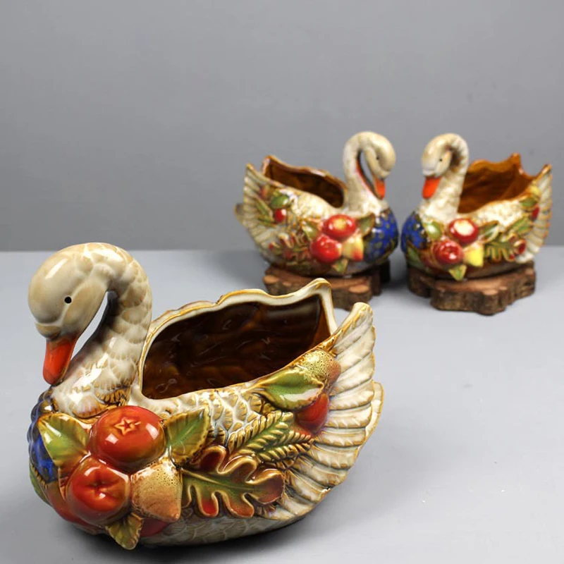 

Swan Ceramic Handmade Fashion Lovers Figurine Storage Holder Decoration Beauty Desktop Home Accessories Gift