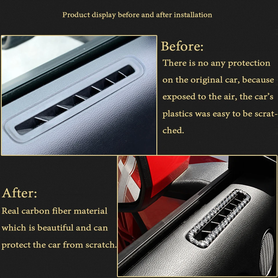 

BOOMBLOCK 2pcs Car Cover Trim Carbon Fiber For Ford Mustang 2015 16 17 GT500 GT 350 Door Window lift Switch Panel Speaker Outlet