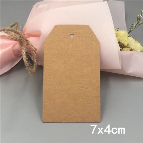 7x4cm Brown 100 шт. крафт Бумага ручной работы одежды бирки, свадьба, стаканчики для вечеринки, подарков Упаковочная этикетка бирок для подарков, код Примечание ценники - Цвет: 7x4cm Brown