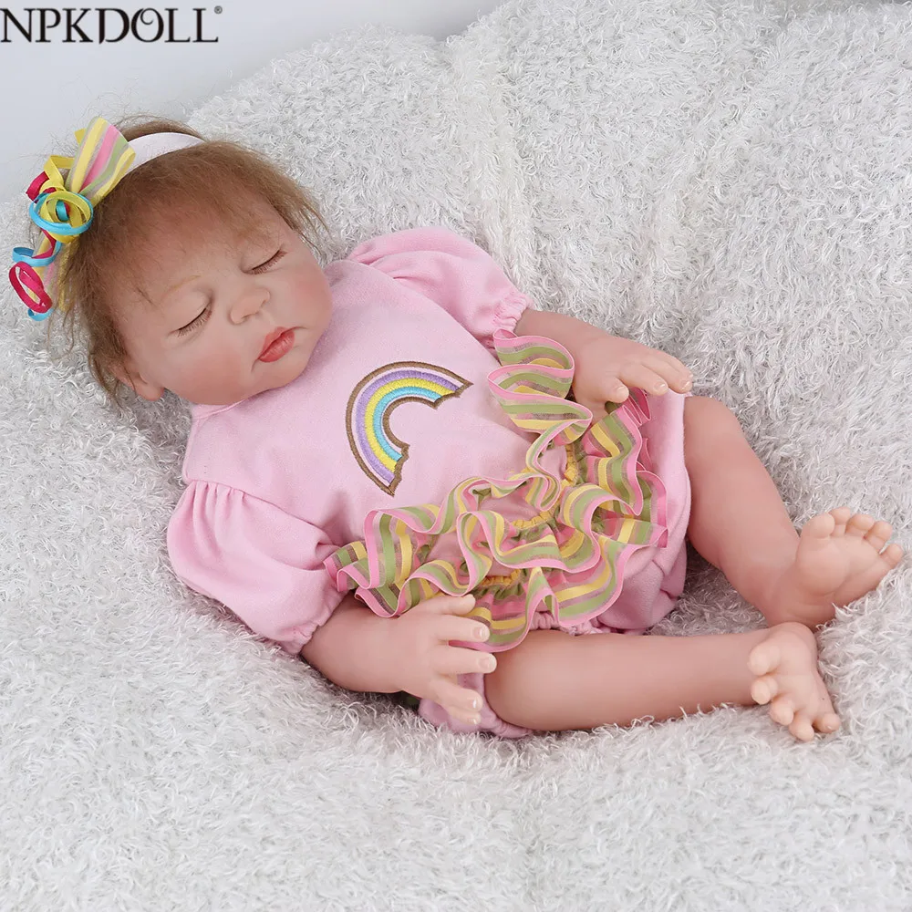 NPKDOLL Reborn Baby lifelike для новорожденных девочек мягкий мохер закрытые глаза Спящая