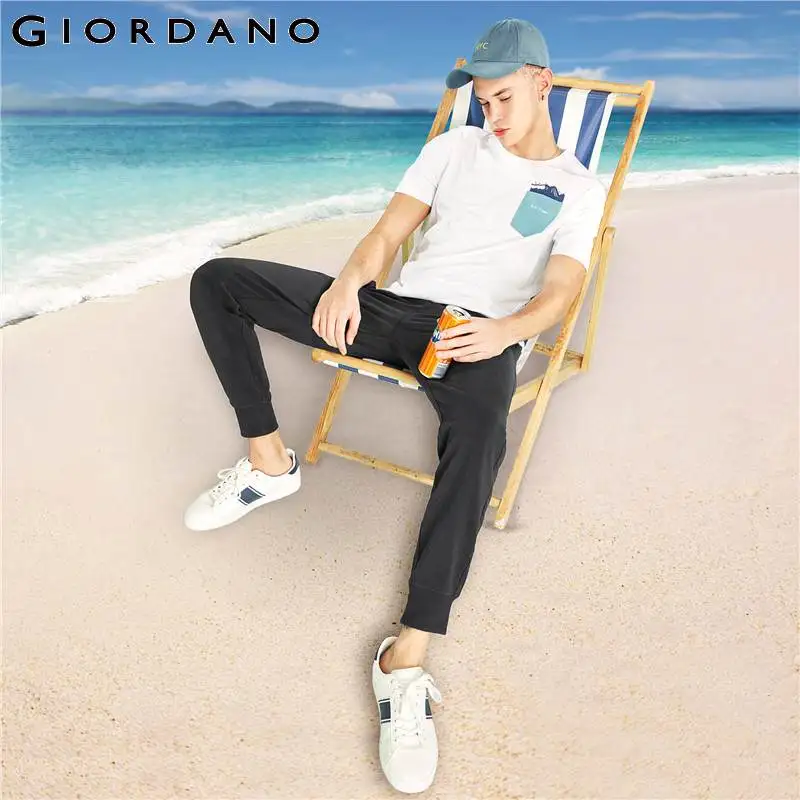 Giordano стрейчевые эластичные брюки для занятия бегом с зауженным низом и шнурком