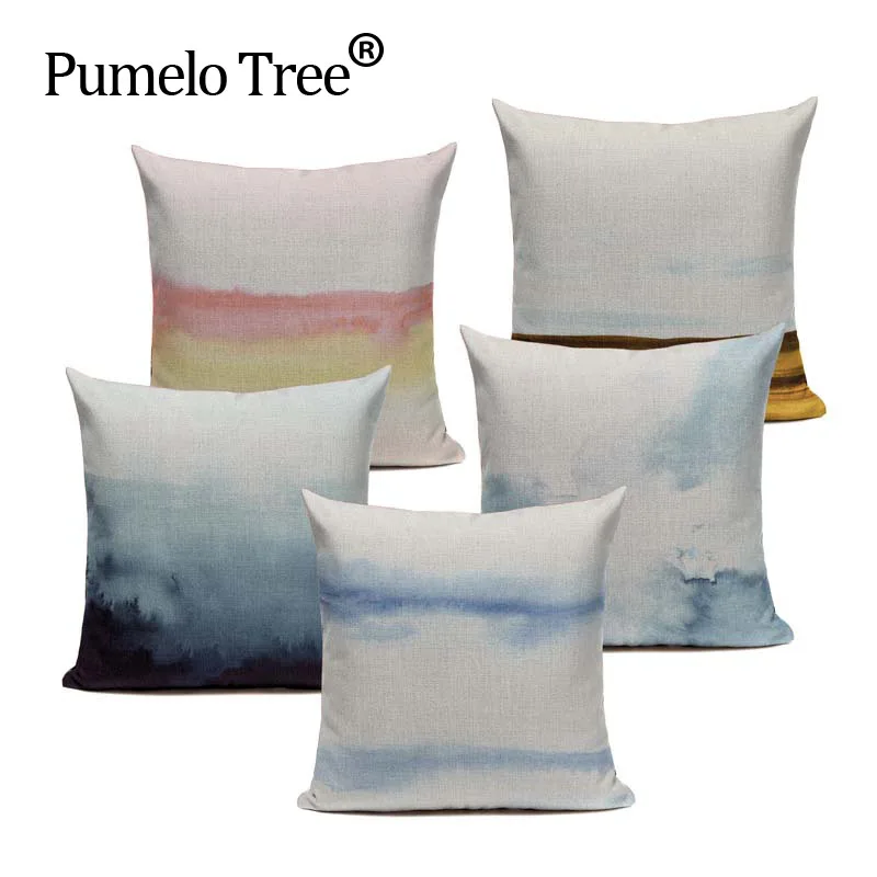 Высокое качество акварельные туманные морские облака розовые синие зеленые