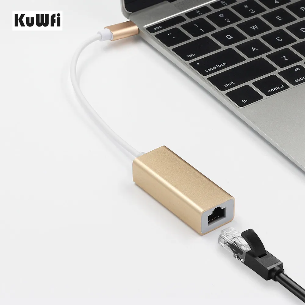 KuWfi 10/100 Мбит/с Type C RJ45 Lan адаптер USB Ethernet сетевая карта для MacBook|Сетевые карты| |