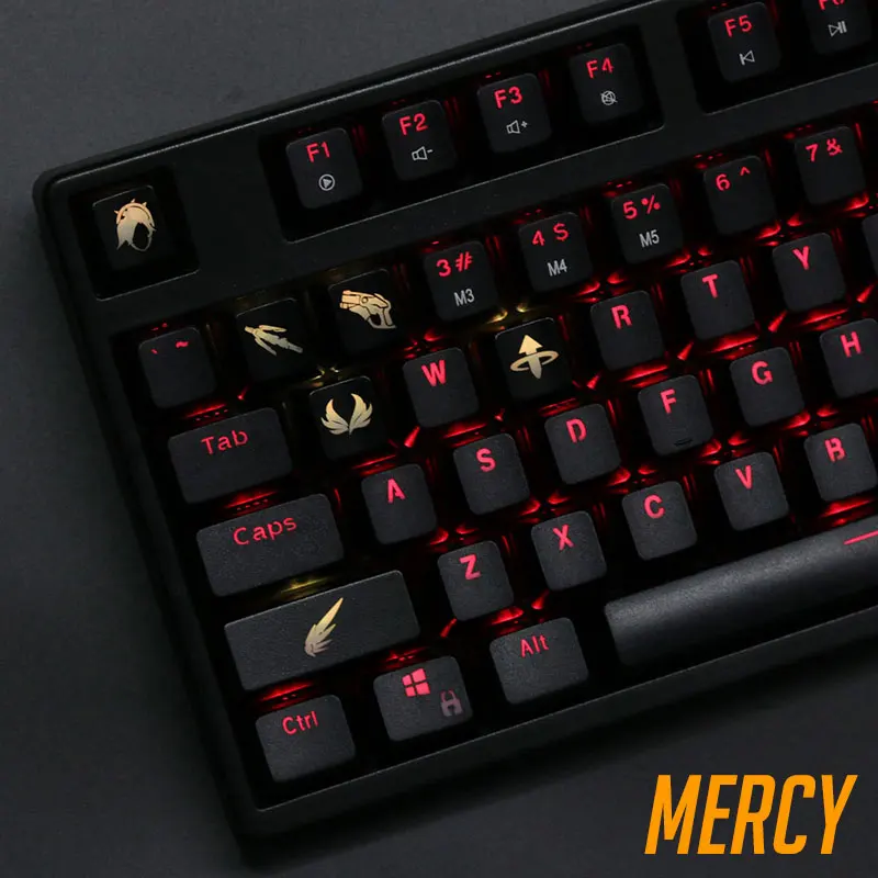 [Keycaps] 4 клавиши Overwatch gamer theme keysets подсветка OW keycaps ABS etched Keycap shine-сквозная для механической клавиатуры ANS
