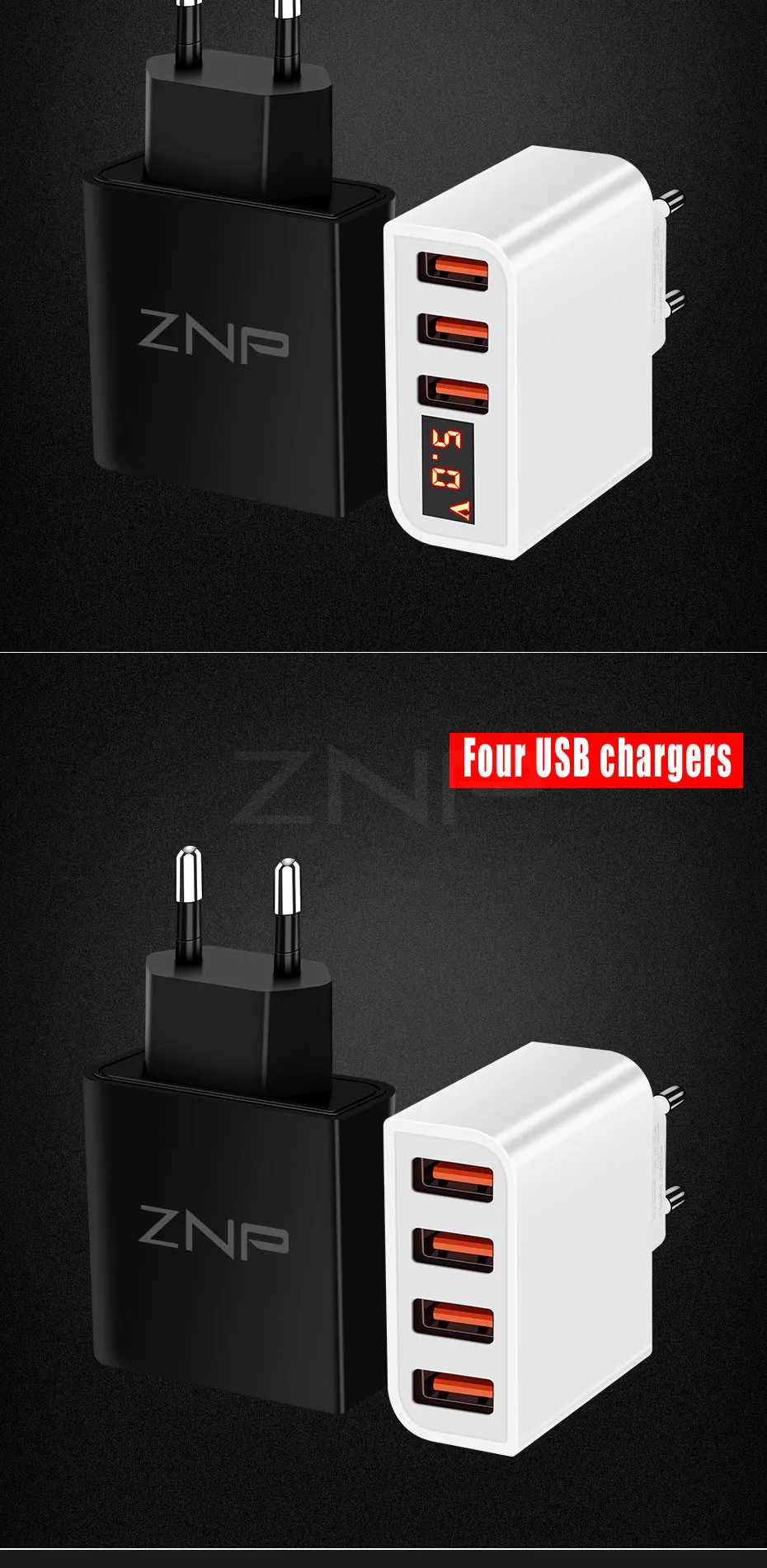 ZNP Универсальное зарядное устройство USB 15 Вт 5 В для iPhone XS Max X с европейской вилкой светодиодный дисплей для быстрой зарядки мобильного телефона для Samsug S10 Xiaomi huawei