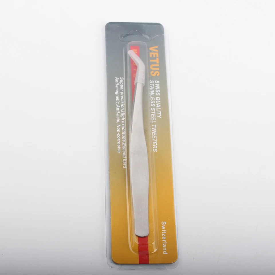 Пинцет Vetus из нержавеющей стали для бровей пинцет ресниц изогнутый