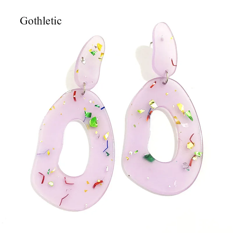 Purple Gothletic дизайн каплевидные фиолетовые конфетти ацетатные Висячие серьги для женщин Brinco модные ювелирные изделия - Окраска металла: Purple