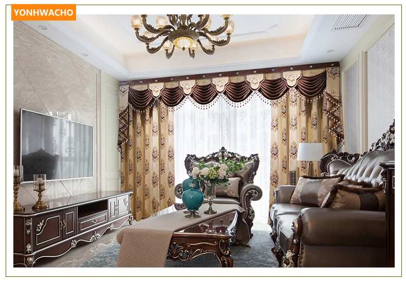 На заказ шторы высокое качество Европейский спальня на вилле синель жаккард